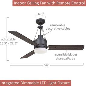 img 3 attached to 🏠 Enhance Your Home with the Stylish Kathy Ireland HOME Highpointe LED Ceiling Fan: 54-Inch Modern Lighting Fixture with 3 Reversible Blades, Dimmable and Remote Control Included - Graphite