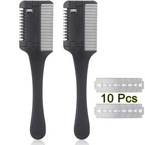 img 4 attached to 💇 Professional Hair Razor Comb Set with 10 Razors - Hair Cutting Scissors and Thinning Comb for Slim Haircuts