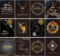 set of 12 black and gold funny wine labels for christmas, xmas wine bottle cover set - perfect for merry christmas party decor supplies логотип