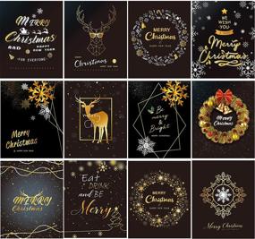 img 4 attached to Set of 12 Black and Gold Funny Wine Labels for Christmas, Xmas Wine Bottle Cover Set - Perfect for Merry Christmas Party Decor Supplies