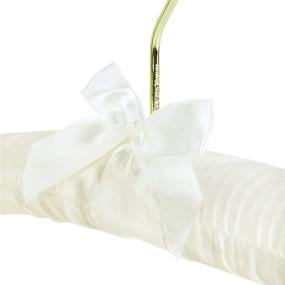 img 1 attached to 💍 Ivory Satin Padded Hangers - 17 inch Bridesmaid Bridal Bride Hanger for Wedding by HANGERWORLD