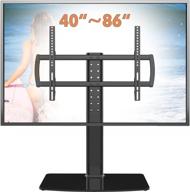 📺 enhanced universal tv stand with wall mount - adjustable height, heavy duty base, fits 40-86 inch screens, holds up to 132lbs: ht03b-003 logo