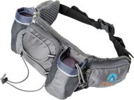 🏃 extrememist detachable hydration waist pack - water bottle holder fanny pack, adjustable belt with 2 bottle holders, zipper storage pockets, ideal for climbing, running, cycling, jogging, hiking - gray (small) логотип