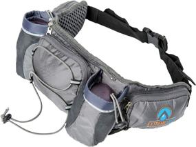 img 4 attached to 🏃 ExtremeMist Detachable Hydration Waist Pack - Water Bottle Holder Fanny Pack, Adjustable Belt with 2 Bottle Holders, Zipper Storage Pockets, Ideal for Climbing, Running, Cycling, Jogging, Hiking - Gray (Small)