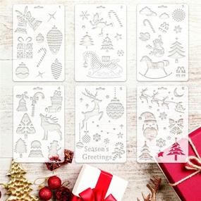 img 2 attached to Шаблоны рождественских наклеек Konsait 12Pack: многоразовые шаблоны для рисования и живописи для открыток, альбомов, скрапбука, журналов | Рождественский подарок для дома и настенного искусства из дерева.