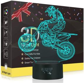 img 4 attached to 🏍️ Dirt Bikes Motorcycle 3D Night Light - Perfect Motocross Lamp for Boys and Girls Room! 7 Color Changing LED Dirtbike Decor Toy - Ideal Halloween, Thanksgiving, Birthday, and Xmas Gift!