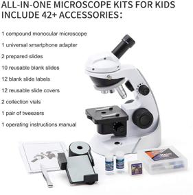 img 1 attached to 🔍 Discover the World Up Close: SWIFT Compound Monocular Microscope 60X-200X with 42PCS Accessories: Perfect Microscope Kit for Kids STEM Exploration, Includes Smartphone Adapter & 10PCS Blank Slides