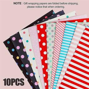 img 3 attached to 🎁 Flat Folded Wrapping Paper Sheets - 10 Pack Birthday Wrap Set with Cards, Tags, and Cotton Thread - Colorful Dots and Stripes Present Gift Wrap Paper for Birthdays, Baby Showers, Weddings, Graduations - Suitable for Boys, Girls, Men, Women, All Occasions - 20 X 28 inch Per Sheet, 10 Meters