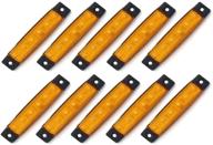🚥 10-piece tmh® 3.8" 6-led amber side marker lights for trailers, trucks, rvs - rear side marker lights, trailer led marker lights logo