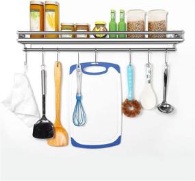 img 2 attached to 🧂 Multi-Purpose Wall Mounted Spice Rack with Hooks for Kitchen and Bathroom Storage - Commercial Grade Seasoning Shelf for Restaurants and Bars (7.87, 23.62)