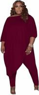 👗 foeoyo plus size women's 2 piece outfits: tracksuits with long sleeve slant shoulder asymmetrical tops and bodycon pants - sweatsuit sets logo