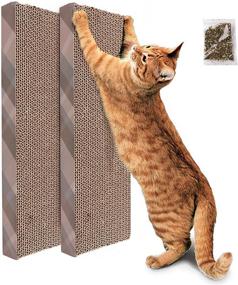 img 4 attached to 🐱 PrimePets 2 Pack Cat Scratcher Cardboard: Reversible Lounge to Protect Furniture, with Catnip Included