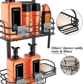 img 3 attached to 🚿 Convenient and Durable Nieifi Over the Shower Door Caddy: Rust-Proof Shower Organizer Storage Rack with Reliable Hooks, Drill-Free Bathroom Shelf Basket