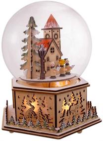 img 4 attached to Kurt S. Adler 8-Inch Battery-Operated Light-Up 🌍 Wooden Globe Featuring Church and Choir Table Piece, Multi-Colored