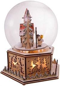 img 2 attached to Kurt S. Adler 8-Inch Battery-Operated Light-Up 🌍 Wooden Globe Featuring Church and Choir Table Piece, Multi-Colored