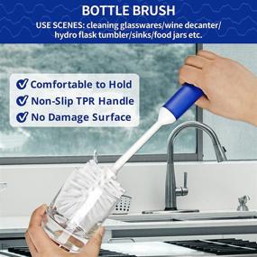 img 1 attached to CELOX Deep Cleaning Brush Set: 5 Pack with Ergonomic Handle, Diffusion Type Scrub Brush, 2-Sided Kitchen Dish Brush, Long Handle, Durable Bristles, Bottle Brush, Tile & Corner Brush