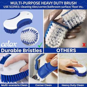 img 2 attached to CELOX Deep Cleaning Brush Set: 5 Pack with Ergonomic Handle, Diffusion Type Scrub Brush, 2-Sided Kitchen Dish Brush, Long Handle, Durable Bristles, Bottle Brush, Tile & Corner Brush