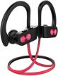 🎧 flame red v5.0 bluetooth headphones: 16 hrs playtime, ipx7 waterproof, hd stereo, cvc6.0 noise cancelling mic - perfect for workout and gym logo