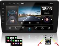 улучшенная мультимедийная система camecho 10.1 дюйма на базе android 10.0 для автомобиля с функцией bluetooth, 8-ядерным процессором [2гб+32гб], разделённым 1080p сенсорным экраном, подключением к wi-fi, радио fm/am/rds, поддержкой связи с ios и android телефонами + поддержка камеры заднего вида. логотип