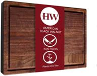 heritageware large american walnut wood cutting board: 17x11 reversible carving board 🔪 with juice groove/well. perfect serving tray and gift idea for wedding anniversary housewarming logo