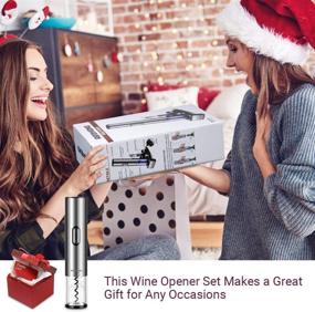 img 3 attached to 🍷 6-in-1 Rechargeable Cordless Electric Wine Opener Set by REDMOND - with Charging Base, Foil Cutter, Wine Pourer, 2 Wine Vacuum Stoppers - Ideal for Home, Party, Wedding, and Christmas Gift