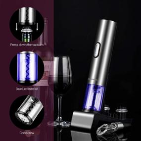 img 1 attached to 🍷 6-in-1 Rechargeable Cordless Electric Wine Opener Set by REDMOND - with Charging Base, Foil Cutter, Wine Pourer, 2 Wine Vacuum Stoppers - Ideal for Home, Party, Wedding, and Christmas Gift