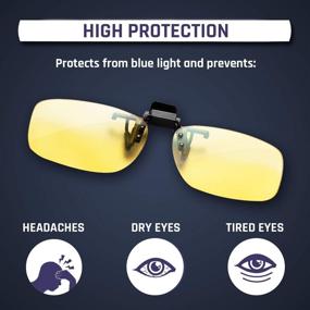 img 1 attached to High-Protection KLIM OTG Blue Light Blocking Glasses Clip On - Blue Blocker Eye Protection for 🕶️ Screens - Gaming Eyewear for PC, Mobile, TV - Reduce Eye Fatigue, UV & Blue Light Filters Included