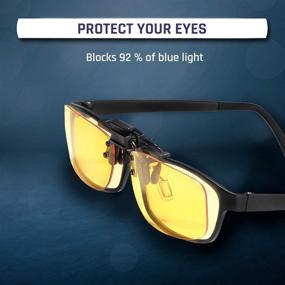 img 3 attached to High-Protection KLIM OTG Blue Light Blocking Glasses Clip On - Blue Blocker Eye Protection for 🕶️ Screens - Gaming Eyewear for PC, Mobile, TV - Reduce Eye Fatigue, UV & Blue Light Filters Included