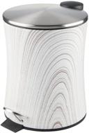 🗑️ mdesign 5l hourglass metal step trash can - gray wood/brushed - ideal for bathroom, kitchen, office logo