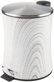 img 4 attached to 🗑️ mDesign 5L Hourglass Metal Step Trash Can - Gray Wood/Brushed - Ideal for Bathroom, Kitchen, Office