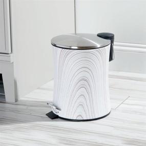 img 3 attached to 🗑️ mDesign 5L Hourglass Metal Step Trash Can - Gray Wood/Brushed - Ideal for Bathroom, Kitchen, Office