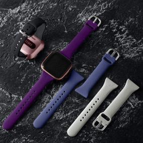 img 3 attached to Versatile and Stylish Fitbit Versa 2 Bands - Slim, Narrow, 4 Pack for Women and Men