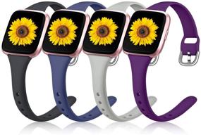 img 4 attached to Versatile and Stylish Fitbit Versa 2 Bands - Slim, Narrow, 4 Pack for Women and Men