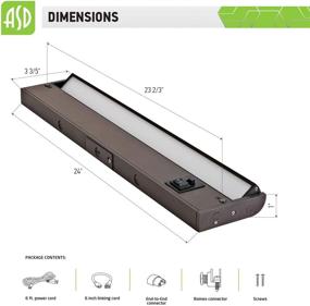 img 2 attached to 💡 ASD Under Cabinet Lighting LED Swivel, 24 Inch, Dimmable, Hardwired or Plug-in Install, 3 Color Temps - 2700K/3000K/4000K, Rotatable Lens, Linkable, ETL & Energy Star, Oil Rubbed Bronze