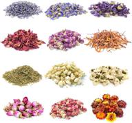 🌸 gibot 12 pack 15g organic dried flower herb set for candle resin jewelry soap bath bombs making - includes rose petals, lavender, jasmine, forget-me-not, lily & more (with sealing clip) logo