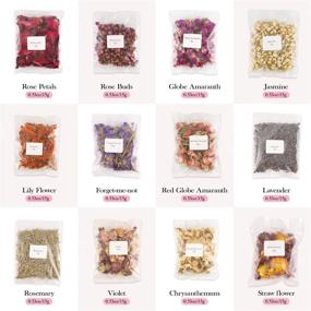 img 3 attached to 🌸 Gibot 12 Pack 15g Organic Dried Flower Herb Set for Candle Resin Jewelry Soap Bath Bombs Making - Includes Rose Petals, Lavender, Jasmine, Forget-me-not, Lily & More (with Sealing Clip)