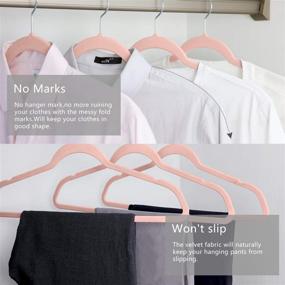 img 1 attached to 👗 Premium Velvet Hangers (50-Pack) - Heavy Duty, Non-Slip, Blush Pink/Rose - Chrome Hooks, Space Saving Clothes Hangers