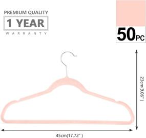 img 3 attached to 👗 Premium Velvet Hangers (50-Pack) - Heavy Duty, Non-Slip, Blush Pink/Rose - Chrome Hooks, Space Saving Clothes Hangers