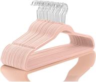 👗 premium velvet hangers (50-pack) - heavy duty, non-slip, blush pink/rose - chrome hooks, space saving clothes hangers логотип