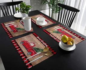 img 2 attached to Placemats Dining Table Set Independence Plank Washable Fabric Farmhouse Placemats Non Slip Heat Resistant Kitchen Table Mats Holiday Parties