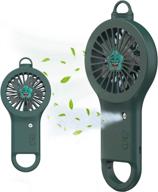 🌬️ rechargeable personal water mist fan: portable handheld misting fan with 2 buttons, battery operated spray mist fan for travel, outdoor activities, hiking, camping (armygreen) logo