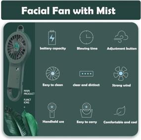 img 3 attached to 🌬️ Rechargeable Personal Water Mist Fan: Portable Handheld Misting Fan with 2 Buttons, Battery Operated Spray Mist Fan for Travel, Outdoor Activities, Hiking, Camping (ArmyGreen)