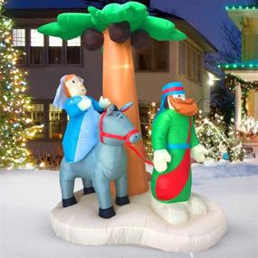 img 4 attached to 🎄 Joyful Festivities! Christmas Yard Decorations: Blow Up Nativity Sets with LED Lights and Blower – Outdoor Inflatables for The Holidays, Journey to Bethlehem – 7x5.5x4 ft