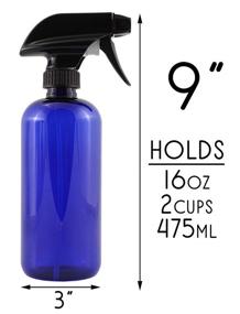 img 2 attached to 🔵 16oz Cobalt Blue Plastic Spray Bottles with Heavy Duty Mist & Stream Sprayers and Chalkboard Labels (6-pack); PET #1 BPA-free, Aromatherapy, DIY Cleaning, Kitchen, Hair, and more