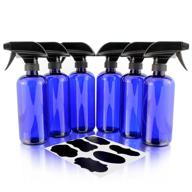 🔵 16oz cobalt blue plastic spray bottles with heavy duty mist & stream sprayers and chalkboard labels (6-pack); pet #1 bpa-free, aromatherapy, diy cleaning, kitchen, hair, and more logo