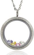 sparkling stainless steel floating charms locket pendant necklace - waterproof screw and birthstones included with chain logo