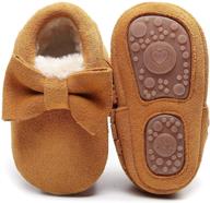 👶 bebila baby boy girl moccasins - cozy fleece-lined genuine leather infant shoes with rubber sole | autumn-winter warm baby slippers logo