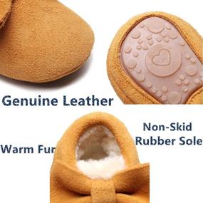 img 2 attached to 👶 Bebila Baby Boy Girl Moccasins - Cozy Fleece-lined Genuine Leather Infant Shoes with Rubber Sole | Autumn-Winter Warm Baby Slippers