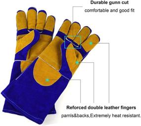 img 3 attached to 🔥 NKTM Extreme Heat Resistant Leather Welding Gloves - Ideal for Tig Welders, Mig, Fireplace, Stove, BBQ, and Gardening