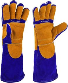 img 4 attached to 🔥 NKTM Extreme Heat Resistant Leather Welding Gloves - Ideal for Tig Welders, Mig, Fireplace, Stove, BBQ, and Gardening